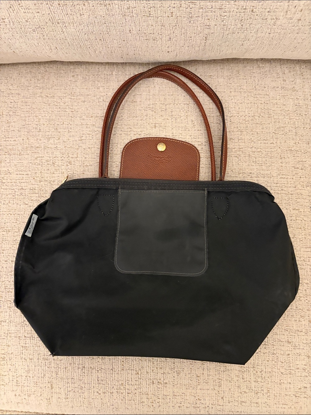 OFFERS WELCOME - Long Handle Gray Longchamp Le Pliage Shoulder Bag - Picture 13 of 14